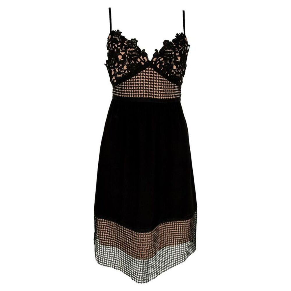 Theory Lace Trim Midi Dress in Black Triacetate